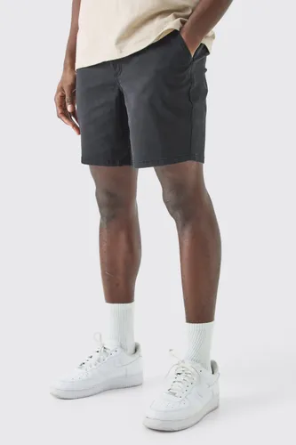 Men's Fixed Waist Skinny Fit Chino Shorts - Black - S, Black