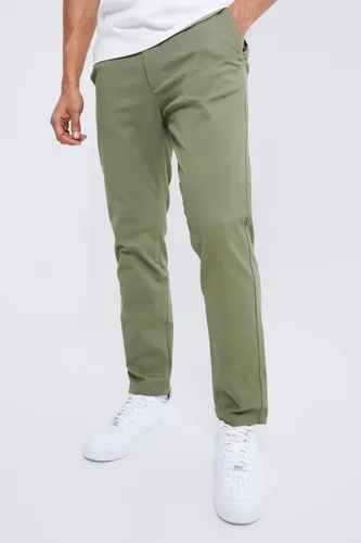 Men's Fixed Waist Slim Chino Trouser - Green - 28, Green