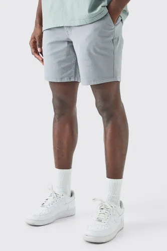 Men's Fixed Waist Slim Fit Chino Shorts - Grey - S, Grey