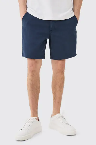 Men's Fixed Waist Slim Fit Chino Shorts - Navy - S, Navy