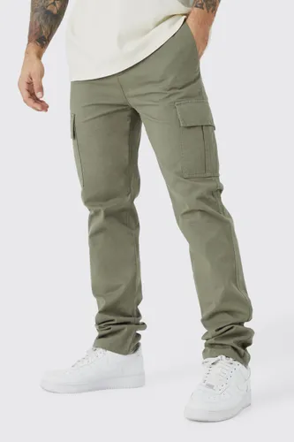Men's Fixed Waist Straight Leg Twill Cargo Trouser - Green - 28, Green