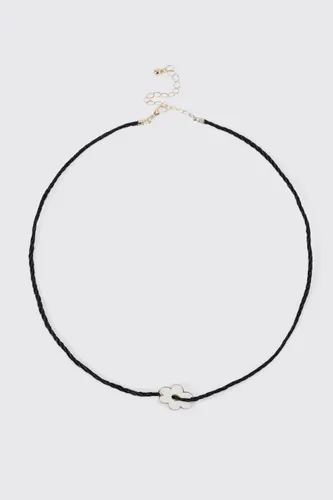 Men's Flower Pendant Necklace - Black - One Size, Black