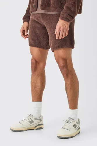 Men's Fluffy Relaxed Short In Brown - S, Brown