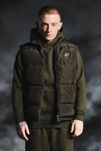 Men's Funnel Neck Quilted 13 Gilet - Green - M, Green