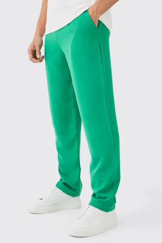 Mens Green Drawcord Waist Straight Trousers, Green
