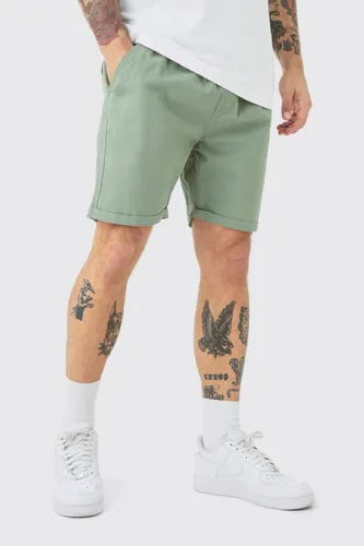 Mens Green Elasticated Waist Bermuda Shorts, Green
