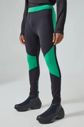 Mens Green Man Active Colour Block Base Layer Legging, Green
