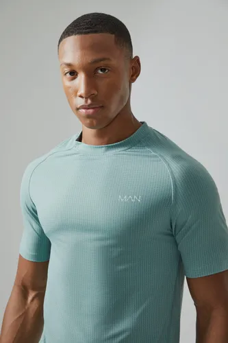 Mens Green Man Active Muscle Fit Marl T-shirt, Green
