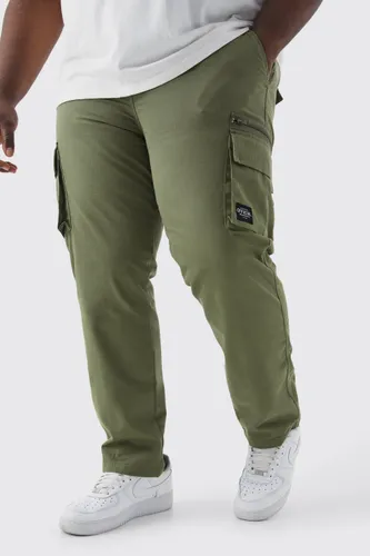 Mens Green Plus Fixed Relaxed Ripstop Cargo Trouser With Tab, Green