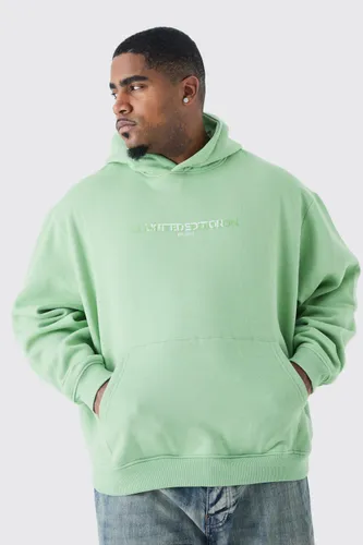 Mens Green Plus Oversized Boxy Limited Hoodie, Green