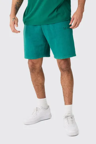 Mens Green Relaxed Washed Man Short, Green