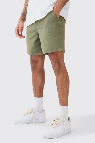 Mens Green Skinny Fit Chino Shorts, Green