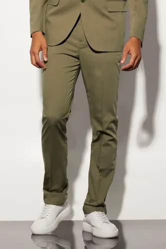 Mens Green Straight Fit Suit Trousers, Green