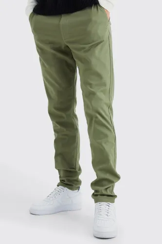 Mens Green Tall Fixed Waist Slim Chino Trouser, Green