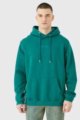 Mens Green Tall Laundered Wash Official Over Head Hoodie, Green