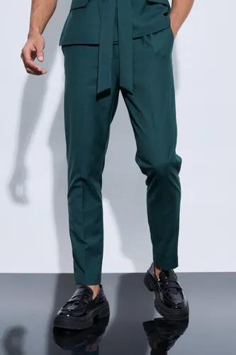 Mens Green Tapered Fit Suit Trousers, Green