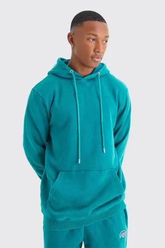 Mens Green Washed Over Head Hoodie, Green