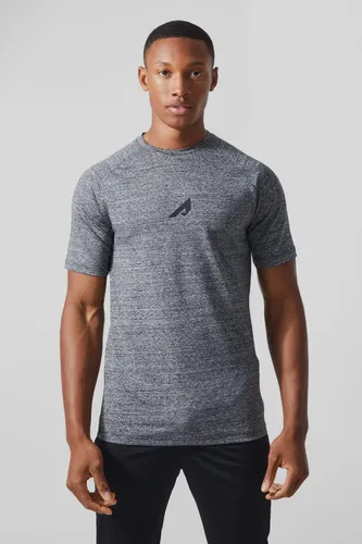 Mens Grey Active Muscle Fit Space Dye T-shirt, Grey