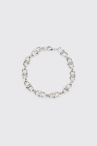 Mens Grey Chain Detail Bracelet, Grey