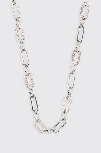 Mens Grey Chain Link Necklace In Silver, Grey