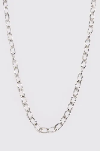 Mens Grey Clasp Detail Chain Necklace In Silver, Grey