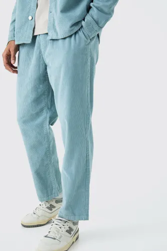Mens Grey Elastic Waist Skate Cord Trouser In Slate, Grey