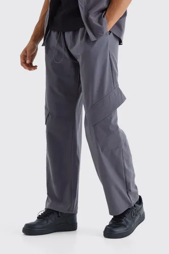Mens Grey Elasticated Waist Technical Cargo Trouser, Grey