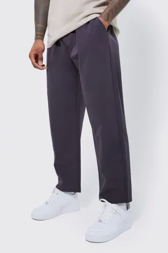 Mens Grey Elasticated Waist Technical Stretch Relaxed Cropped Trouser, Grey