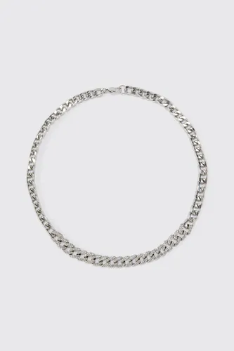 Mens Grey Iced Chain Necklace, Grey