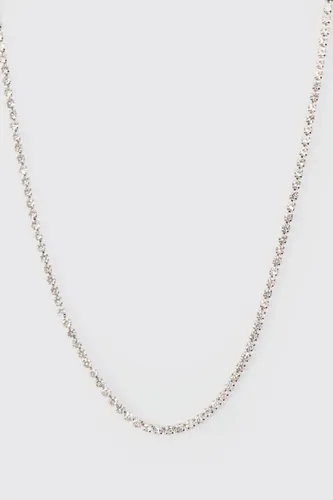 Mens Grey Iced Chain Necklace In Silver, Grey