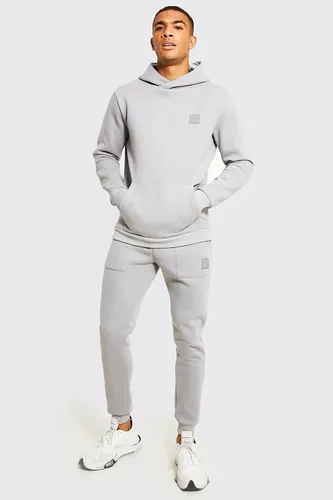 Mens Grey Man Active Gym Hooded Tracksuit, Grey