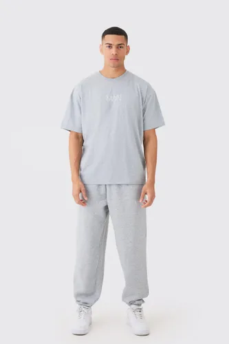 Mens Grey Man Oversized T-shirt & Jogger Set, Grey