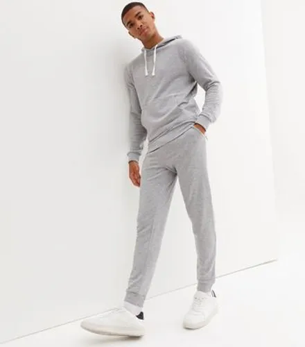 Men's Grey Marl Jersey Pocket Front Long Sleeve Hoodie New Look
