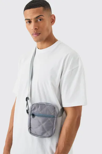 Mens Grey Mini Cross Body Nylon Bag, Grey
