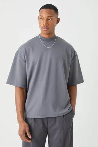 Mens Grey Oversized Boxy Premium Super Heavyweight T-shirt, Grey