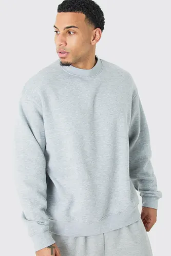 Mens Grey Oversized Extended Neck Sweatshirt, Grey