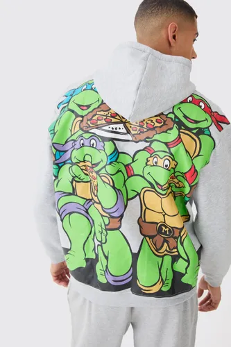 Mens Grey Oversized Large Scale Ninja Turtles License Hoodie, Grey