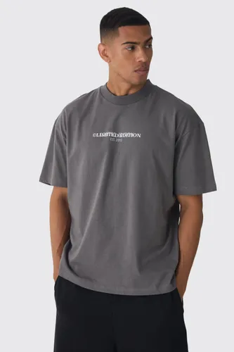 Mens Grey Oversized Limited Edition Heavyweight T-shirt, Grey