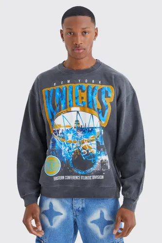 Mens Grey Oversized New York Knicks NBA License jumper, Grey