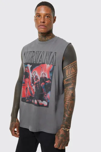 Mens Grey Oversized Nirvana License vest, Grey