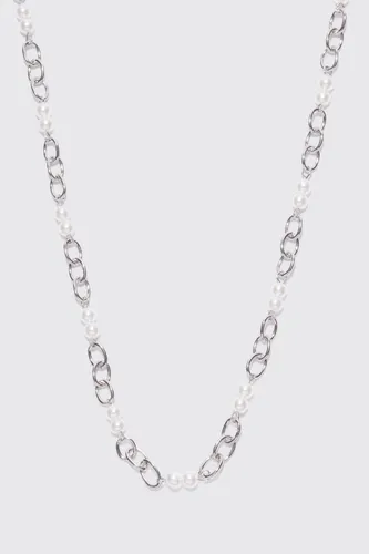 Mens Grey Pearl Snake Charm Necklace, Grey