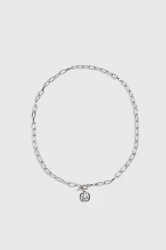 Mens Grey Pendant Chain Necklace, Grey