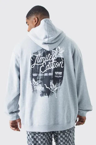 Mens Grey Plus Limited Edition Dove Graphic Hoodie, Grey