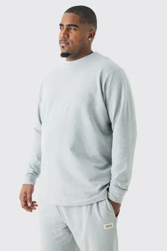Mens Grey Plus Soft Feel Lounge Top And Jogger Set, Grey