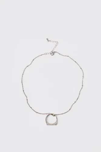 Mens Grey Ring Pendant Necklace, Grey