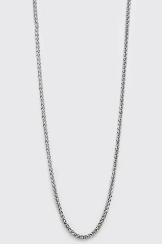 Mens Grey Silver Rope Chain Necklace, Grey