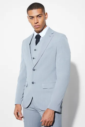 Mens Grey Skinny Single Breasted Suit Jacket, Grey