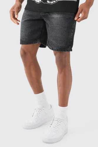 Mens Grey Slim Rigid Denim Shorts In Charcoal, Grey