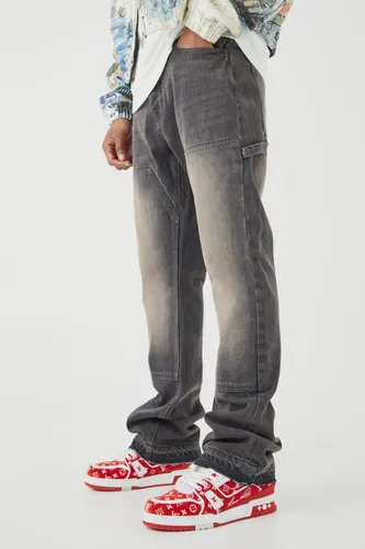 Mens Grey Slim Rigid Flare Carpenter Jeans, Grey