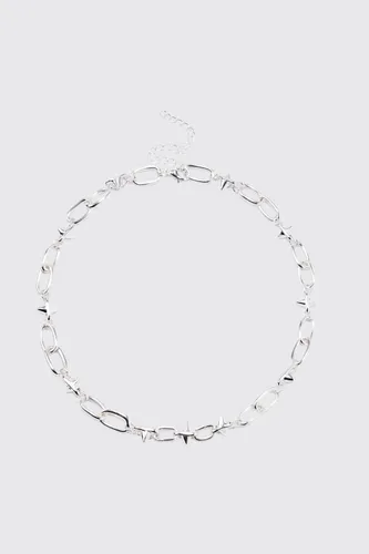 Mens Grey Spike Detail Necklace, Grey